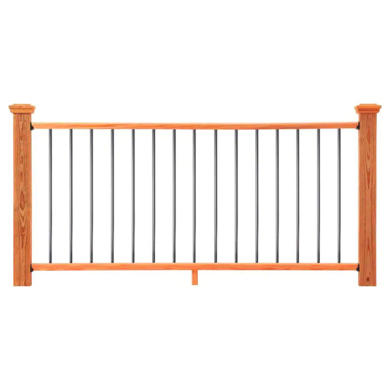 ProWood 6 Ft. Moulded Wood Railing Kit with Round Aluminum Balusters